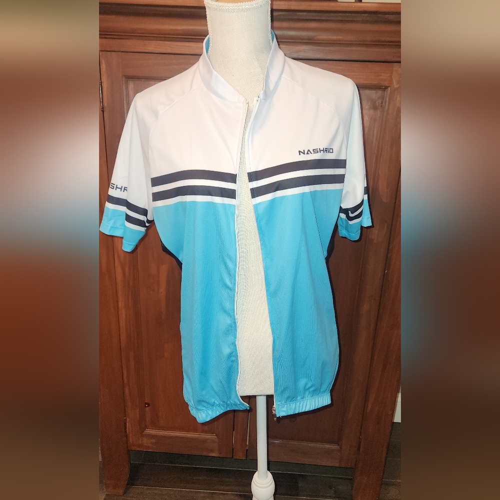 Nashrio Blue and White Cycling Jersey